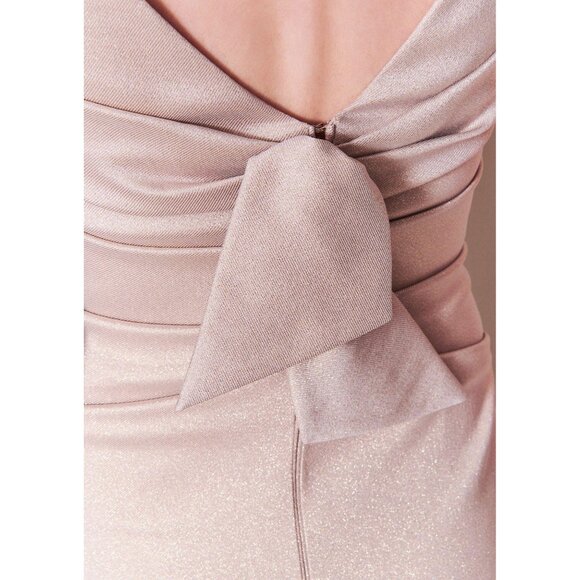 🆕TALBOT RUNHOF Sonet Midi Dress Metallic Cream 2 - Picture 6 of 12